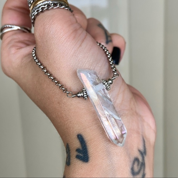Genuine aura crystal quartz chocker boho necklace - Picture 9 of 12